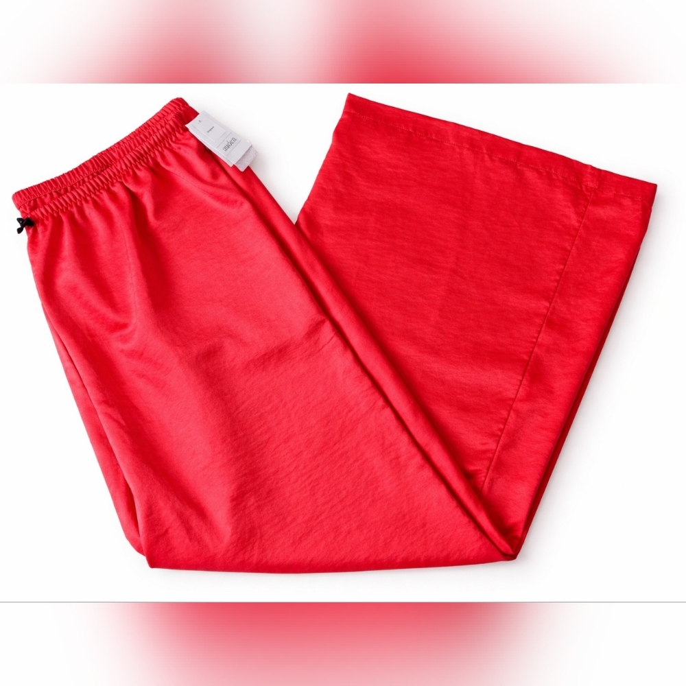 Auden Red Satin Wide Leg Pajama Pants XL NWT Silky Sleepwear Lounge ElasticWaist